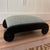 High Gloss Black Low Scroll Stool With Fortuny Cotton Fabric