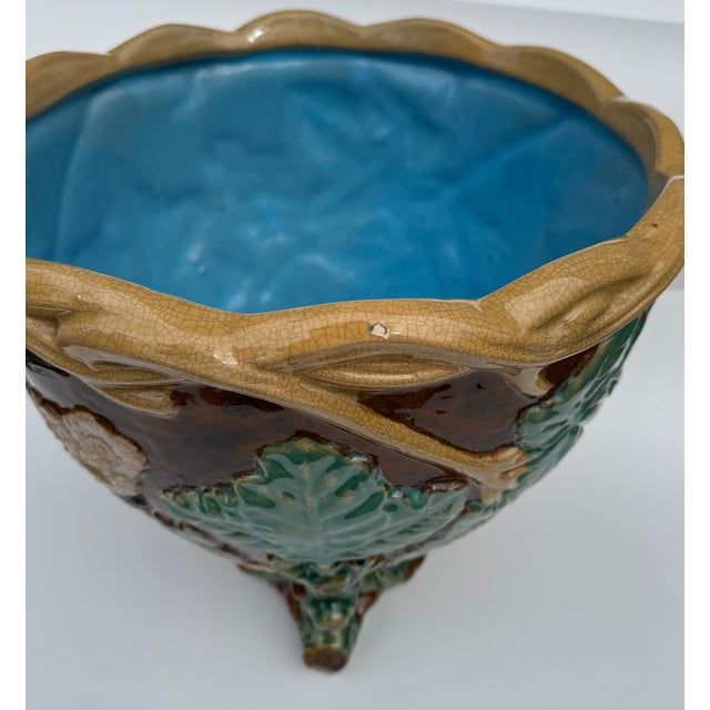 Antique Majolica Faux Bois Ceramic Jardiniere, Japan For Sale - Image 11 of 11