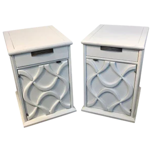 Mid 20th Century Moderage Sculptural Parzinger White Lacquered King Size Nightstands - a Pair