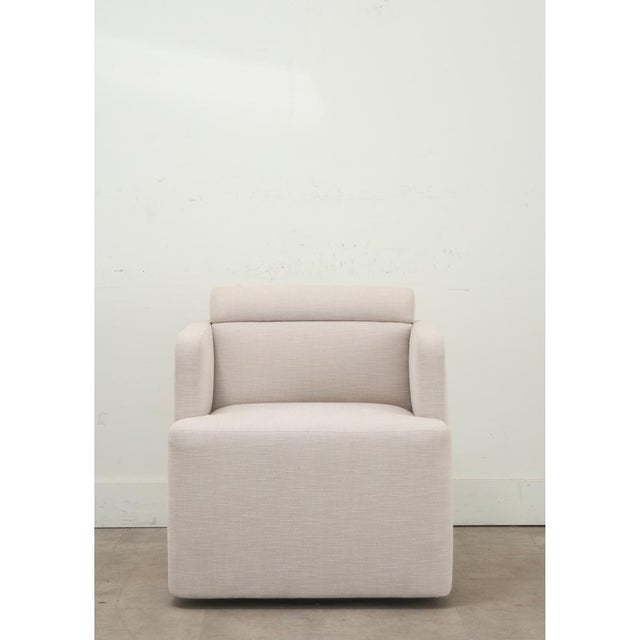 Dmitriy & Co Modern Upholstered Swivel Armchair by Dmitriy & Co. For Sale - Image 4 of 11