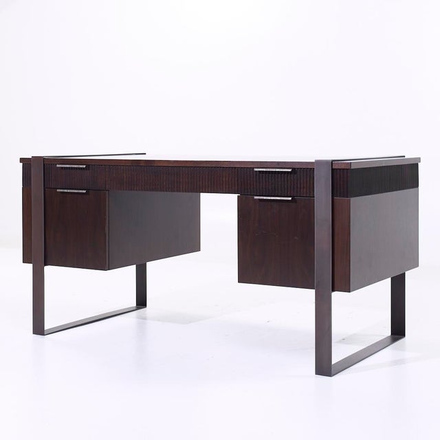 Contemporary Eurocraft Walnut Executive Desk For Sale - Image 3 of 12
