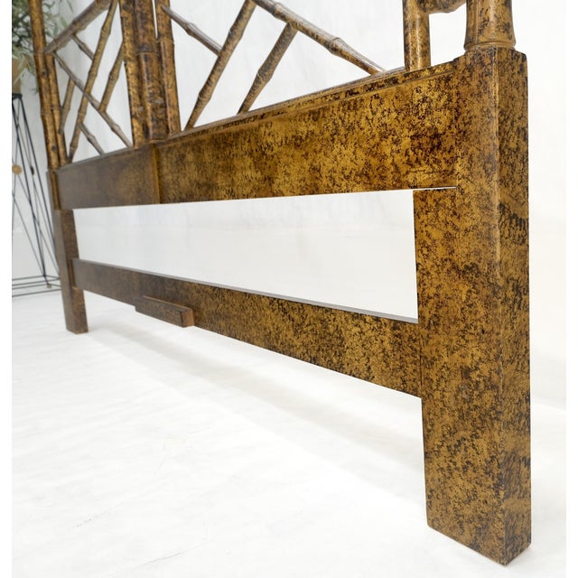 Hollywood Regency Faux Bamboo c1970s Tortoise Finish King Size Decorative Headboard Bed MINT! For Sale - Image 3 of 12