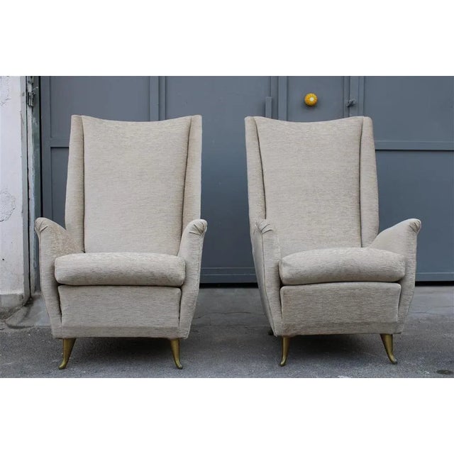 Set of Armchairs in Gilded Aluminum & Velvet from ISA, 1950s For Sale - Image 18 of 18