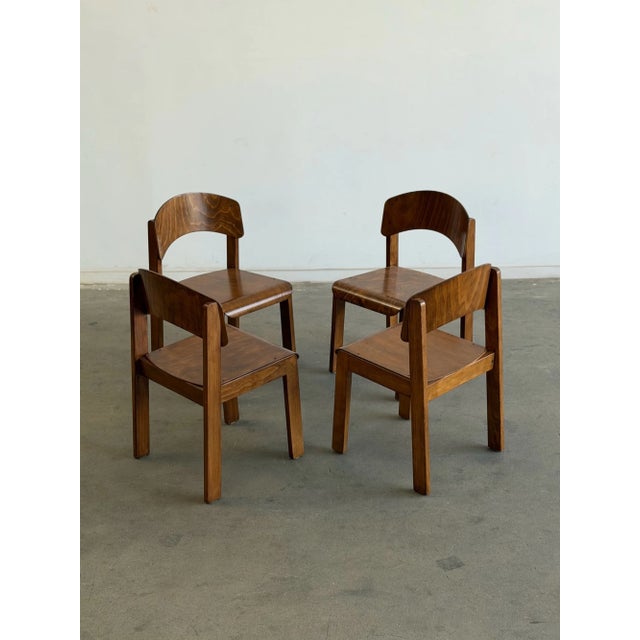 1970s German Plywood Dining Chairs- Set of Four For Sale - Image 10 of 18