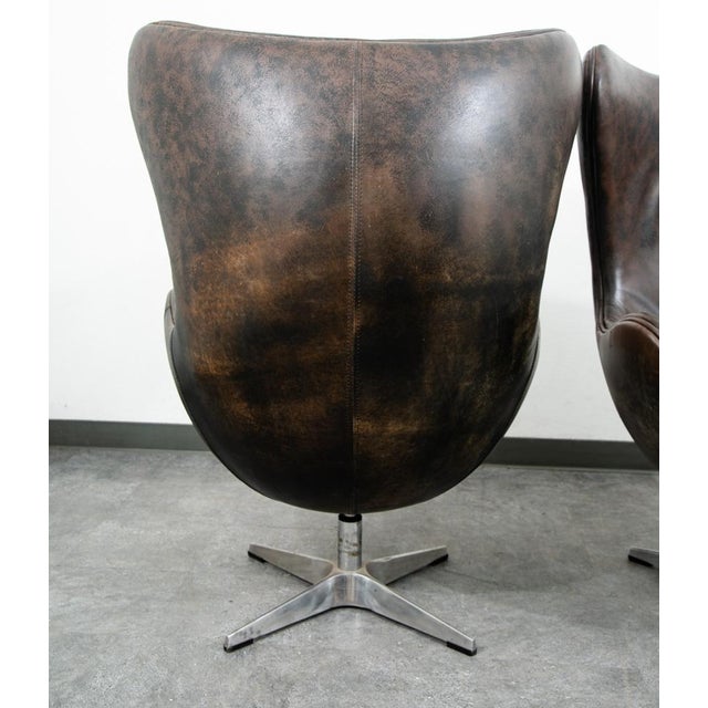 Metal Mid Century Danish Modern Lounge Egg Chair Set Restoration Hardware Copenhagen For Sale - Image 7 of 12