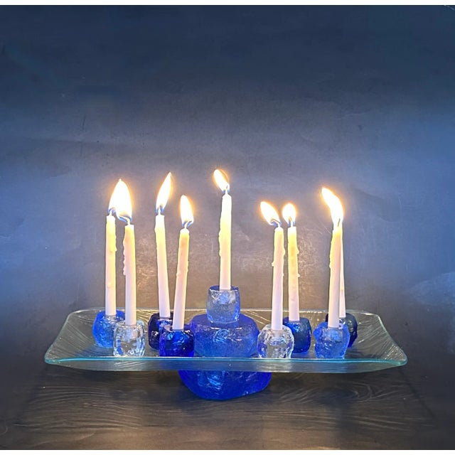 Vintage Art Glass Menorah For Sale - Image 12 of 12