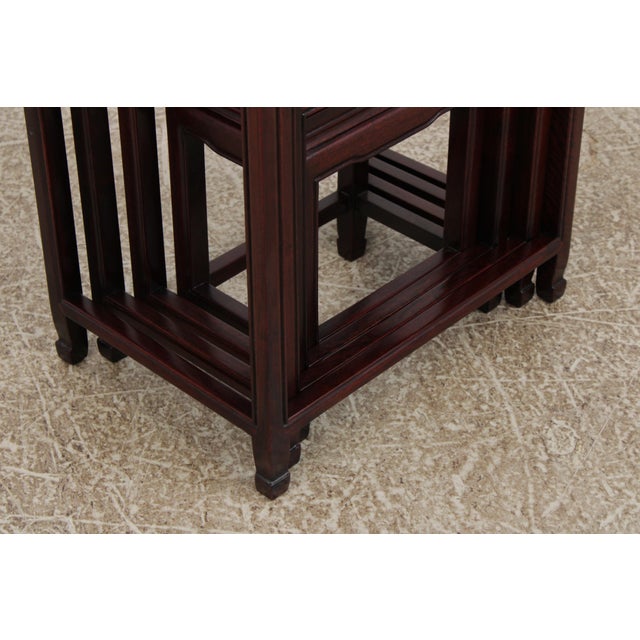 Vintage Chinese Set of 4 Stack Rosewood Nesting Tables For Sale - Image 13 of 14