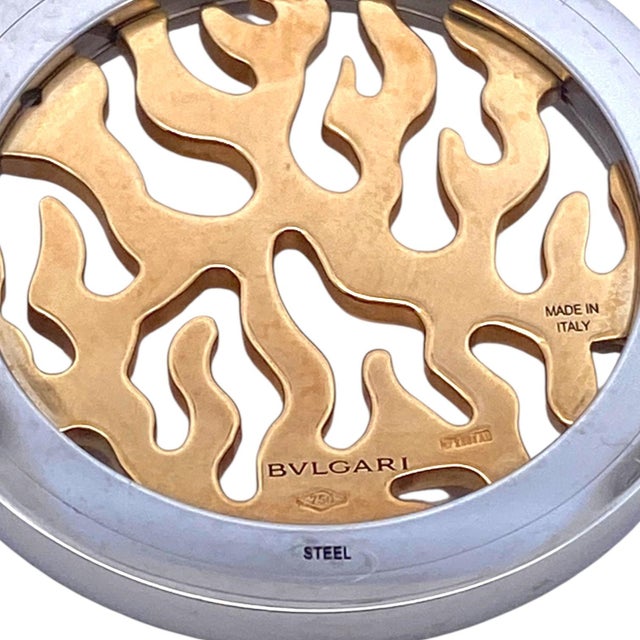 Metal Vintage Bvlgari Tondo Fire Diamond 18k Stainless Pendant For Sale - Image 7 of 8