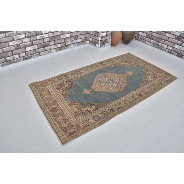 Tan Mid 20th Century Multi-Medallion Geometric Tribal Area Rug For Sale - Image 8 of 10