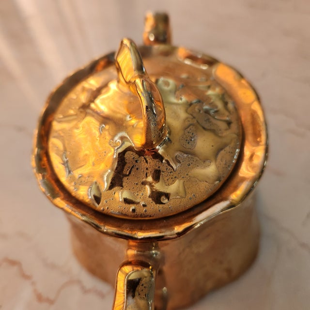 1960s Creamer + Sugar Set 22kt Weeping Gold Bel Terr For Sale - Image 11 of 12