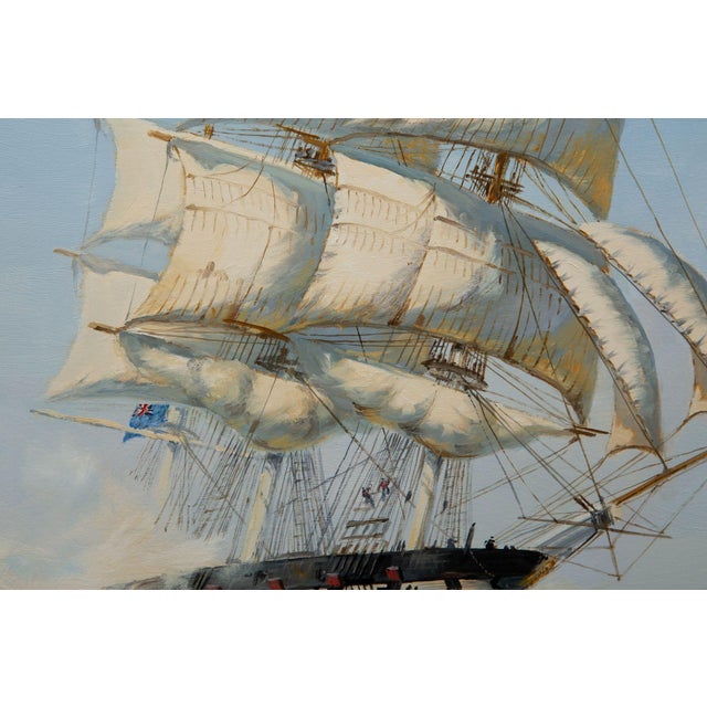 Maritime Oil Painting of Shannon Battling Chesapeake by Henry Scott r.s.A. For Sale - Image 16 of 18