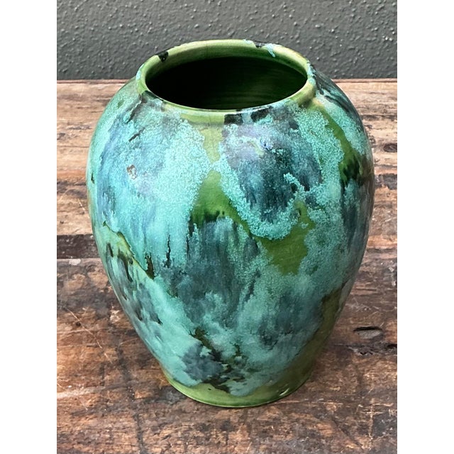 Ceramic Vintage French Drip Glaze Vase For Sale - Image 7 of 12