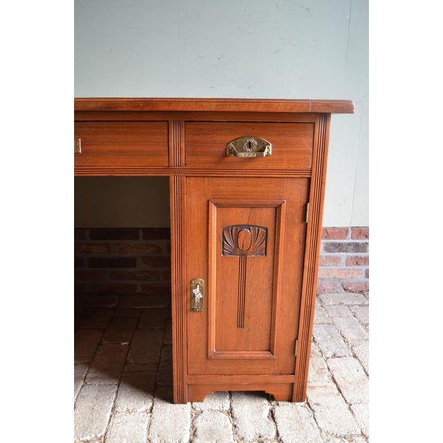Antique Oak Art Deco Desk For Sale - Image 4 of 10