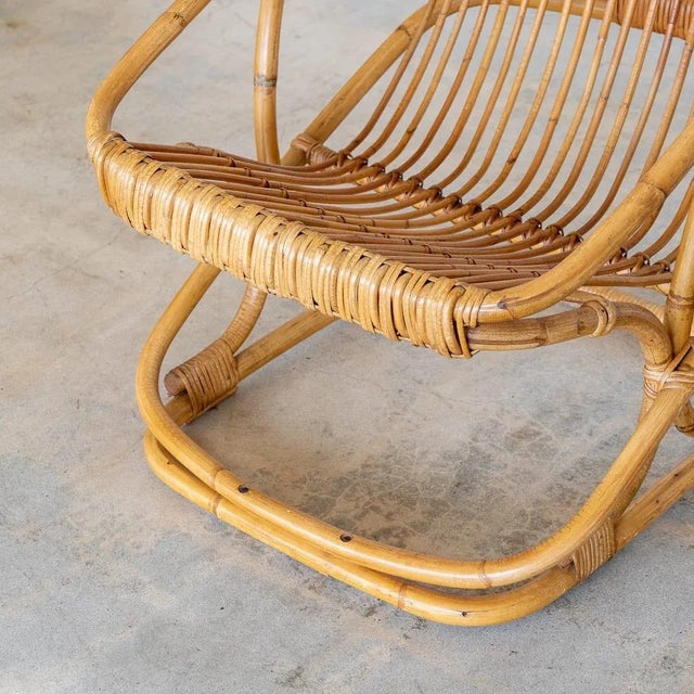 Wood 1960s Pair of Italian Rattan Bucket Chairs For Sale - Image 7 of 11
