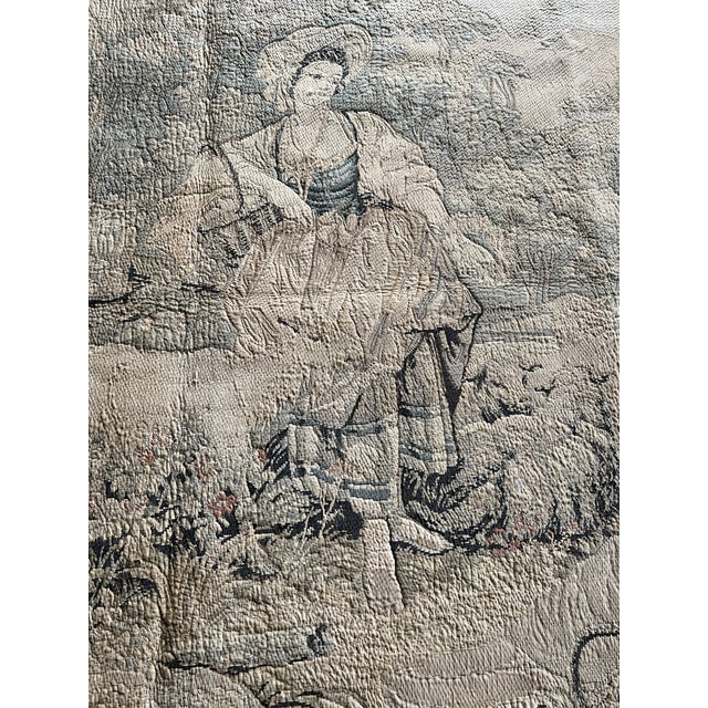 Rococo Vintage French-Style Jacquard Woven Pastoral Tapestry, 72” X 54” For Sale - Image 3 of 10