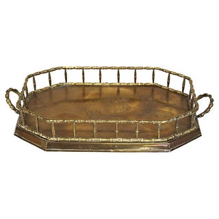 Brass Bamboo-Style Handled Tray For Sale