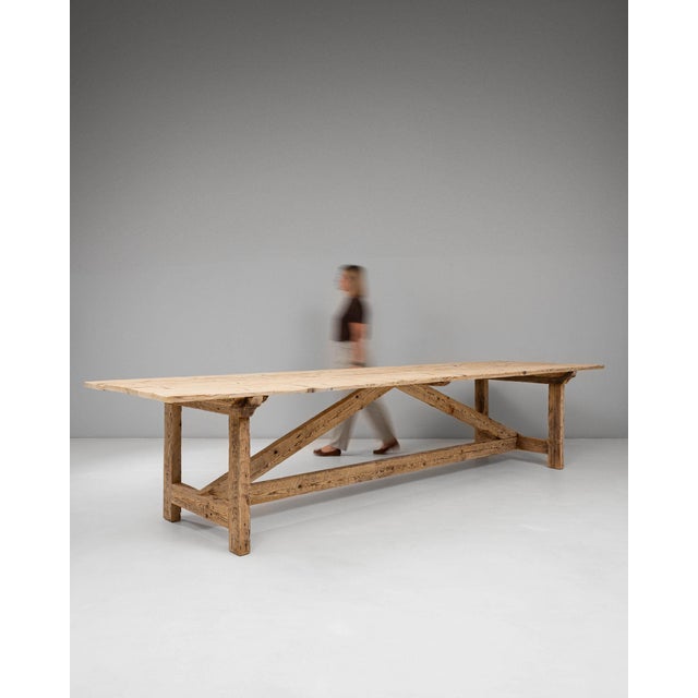 19th Century 19th Century Poland Traditional Tan Wood Dining Table For Sale - Image 5 of 11