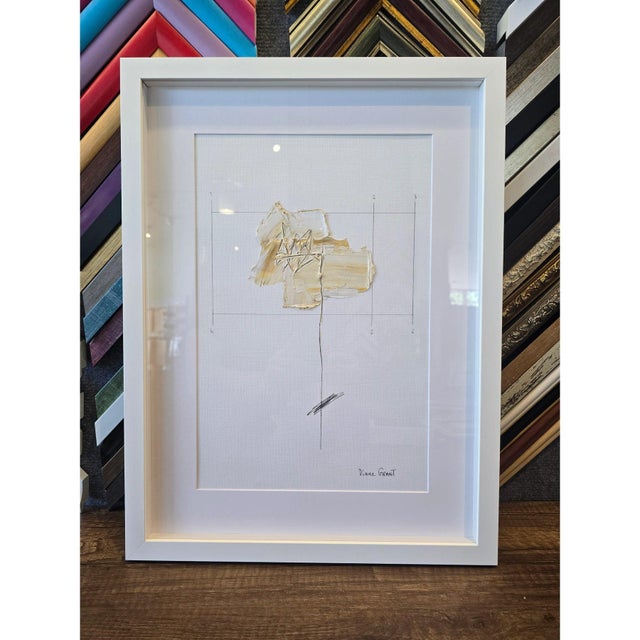 Set of 6 - Cy Twombly Inspired Shadow Box Framed Botanic Oil Paintings by Diane Grant For Sale - Image 9 of 10