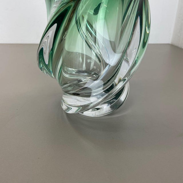 Glass Crystal Wave Glass Vase from Val Saint Lambert, Belgium, 1960s For Sale - Image 7 of 18