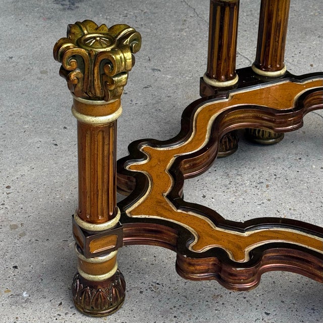 Gold 1970s Neoclassical Column Coffee Table Base | Hollywood Regency Maximalist Pedestal For Sale - Image 8 of 11