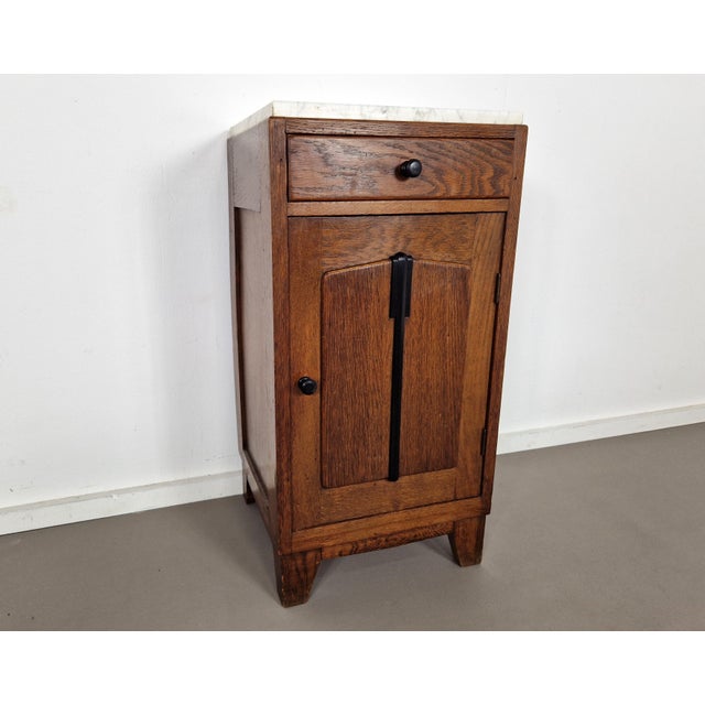 1930s Vintage Art Deco Nightstand with Marble Top, 1930s For Sale - Image 5 of 12