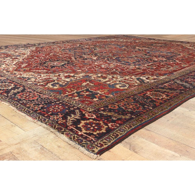Textile Antique Persian Heriz Rug, 10'05 X 13'08 For Sale - Image 7 of 10