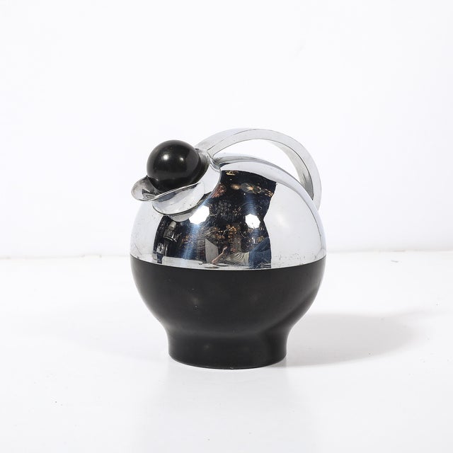 Art Deco "Spherical Miracle" Chrome & Bakelite Thermos Bottles by Raymond Loewy For Sale - Image 15 of 16