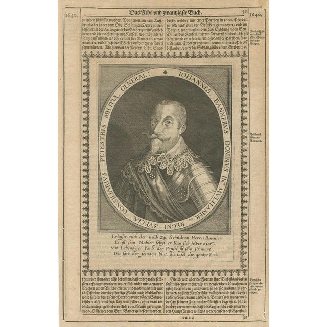 Copper Johann Banér, Swedish General of the Thirty Years War, 1640, Engraving For Sale - Image 8 of 9