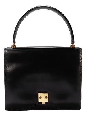 Vintage 1950s Hermes "Sac G8" Handbag in Black Box Leather