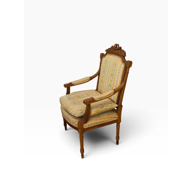 1 of 2 Antique Swedish Louis XVI Style Arm Chair For Sale - Image 4 of 6