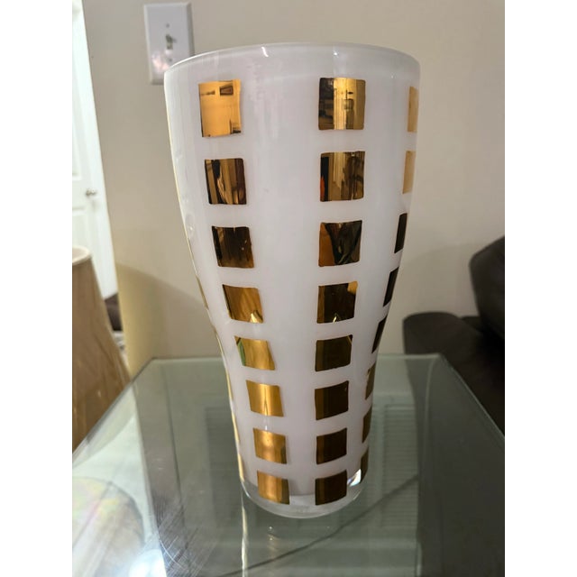 Orrefors by Anne Nilsson Large 13.5in Gold & White Vase Signed Rare Excellent condition New with Sticker The Orrefors by...