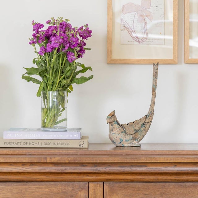 Incredible sculptural bronze bird from Meiji Period Japan, late 19th century. Bronze body with vented lid. Traditionally...