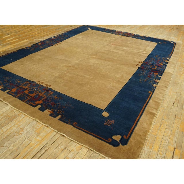 1920s Chinese Art Deco Carpet ( - 245 x 355 cm ) Antique Art Deco Chinese Floral Blue Navy, Ivory Beige Cream White 1920s...