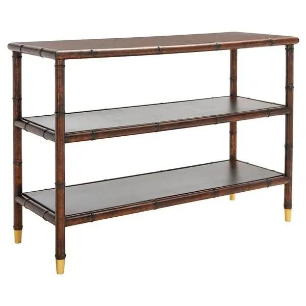 Contemporary Safavieh Tudor 2 Shelf Console Table - Dark Brown/Gold For Sale - Image 3 of 10