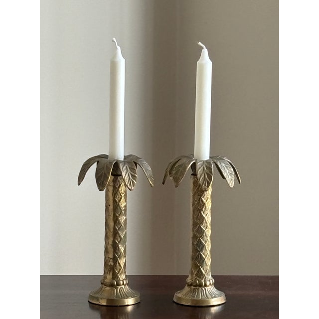 Vintage Palm Beach Regency-Style Brass Candle Holders -- A Pair For Sale - Image 10 of 14