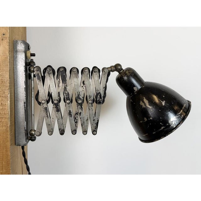 Industrial Black Scissor Wall Lamp, 1950s For Sale - Image 11 of 18