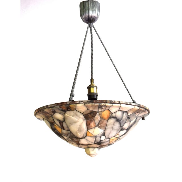 Large Art Deco Alabaster Mosaic Ceiling Light, 1920s For Sale - Image 14 of 14