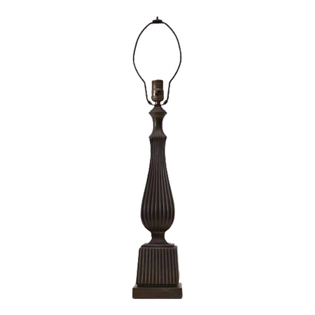 Ribbed Metal Lamp Art Deco Art Nouveau Egyptian Revival Column For Sale