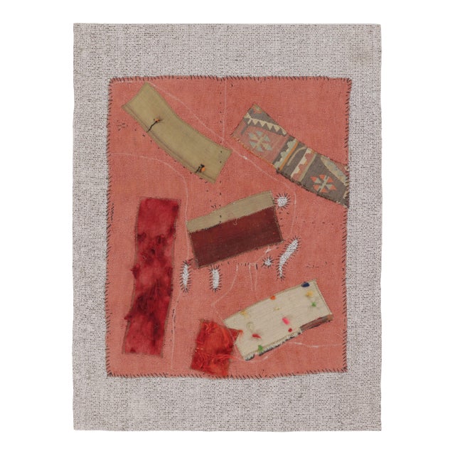 Vintage Patchwork Tapestry “Fragments of Time” in Neutral Pink Hues - Rug & Kilim For Sale