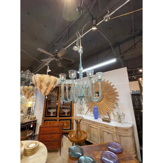 Modern Large Scale Murano Glass 10 Arm Chandelier For Sale - Image 10 of 11
