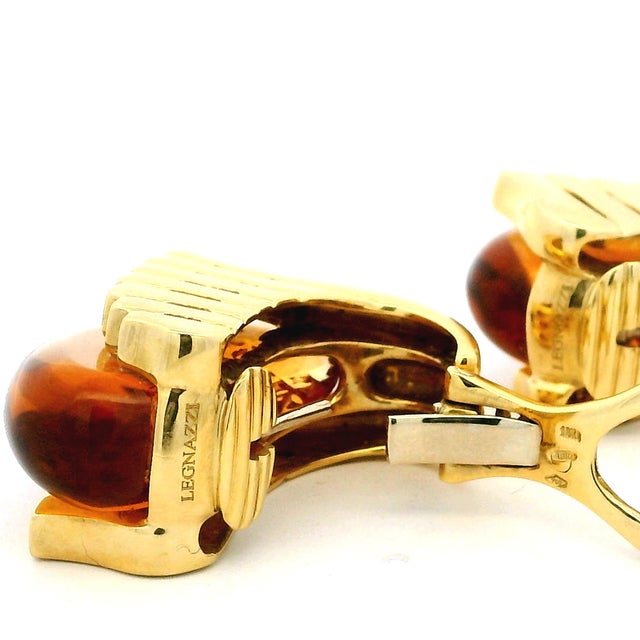 Roberto Legnazzi 18k Gold Citrine & Diamond Earrings, Italy C. 1990, Pair For Sale - Image 14 of 16