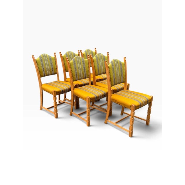 Set of Six Danish Oak Dining Chairs by Henning Kjærnulf For Sale - Image 9 of 18