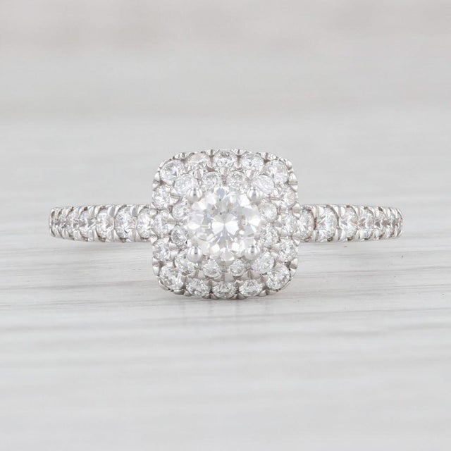 0.55ctw Round Diamond Halo Engagement Ring 14k White Gold Size 6.5 For Sale In Greensboro - Image 6 of 8