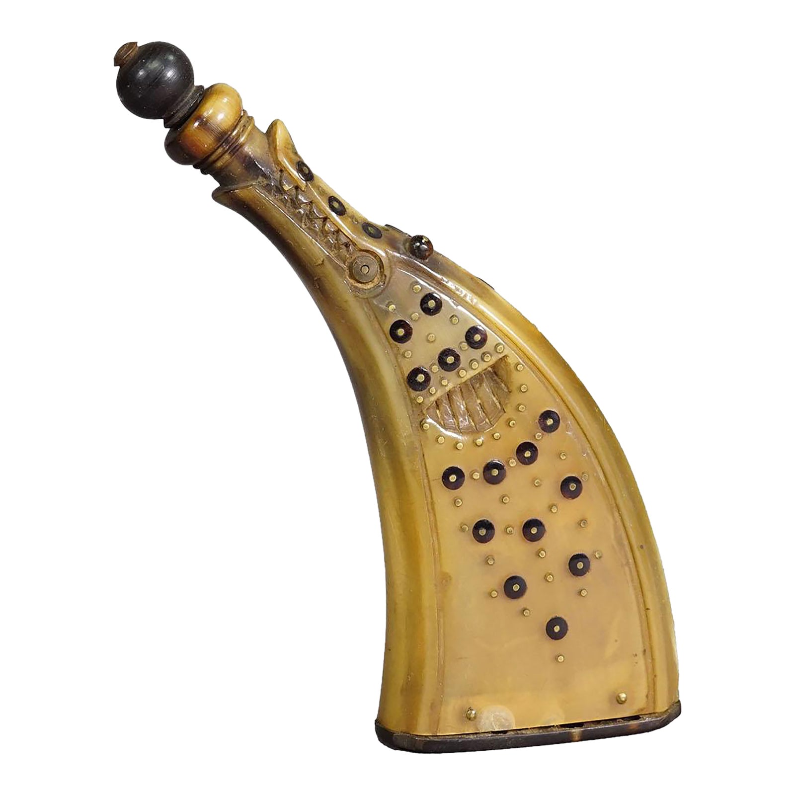 Antique Powder Flask Made of Horn With Decorations, Germany 19th ...