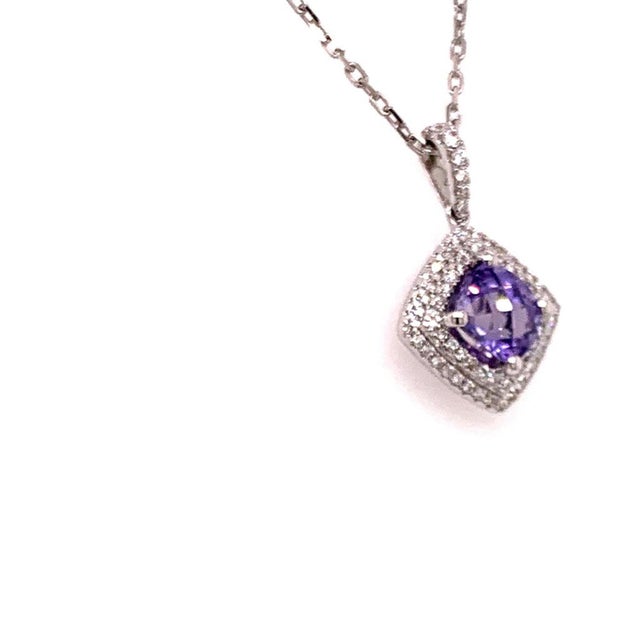 Diamond Sapphire Necklace 2.32 TCW 18k Gold Women Certified For Sale - Image 10 of 10
