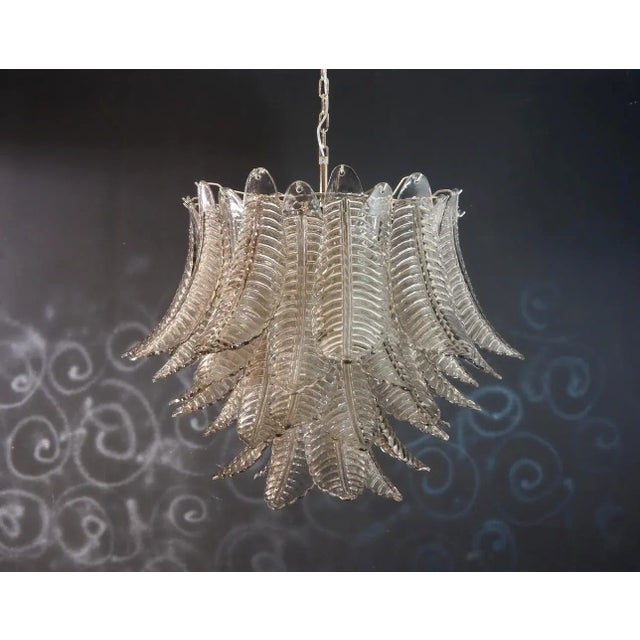 Dark Gray Italian Murano Three-Tier Smoked Felci Glass Chandelier-48 Glasses For Sale - Image 8 of 9