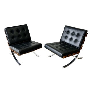 Rare Pair of Mid Century Modern Rosewood and Chrome Barcelona Style Chairs Froscher Germany For Sale