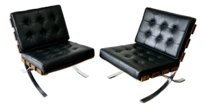 Rare Pair of Mid Century Modern Rosewood and Chrome Barcelona Style Chairs Froscher Germany