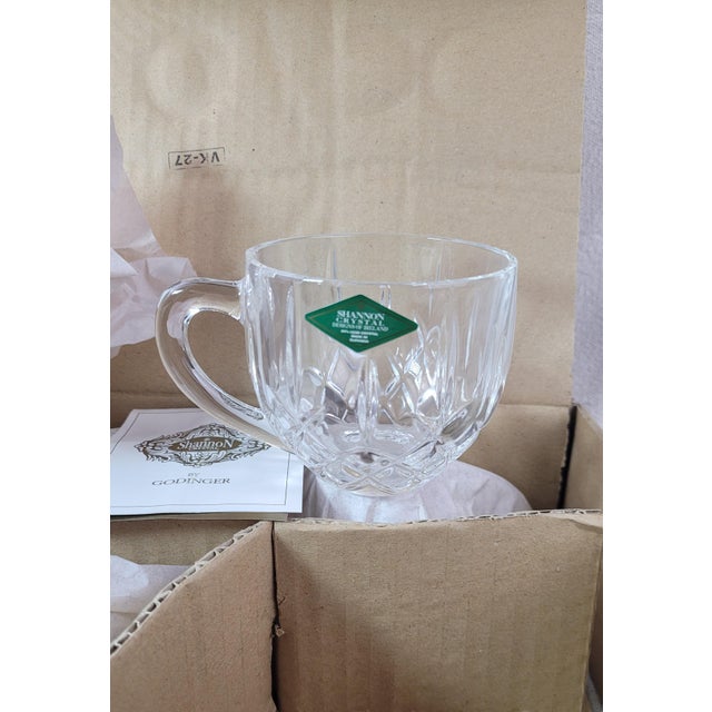 Late 20th Century Shannon Crystal by Godinger Punch Set 24% Lead Crystal Bowl Cups Ladle - 10 Pieces For Sale - Image 6 of 12