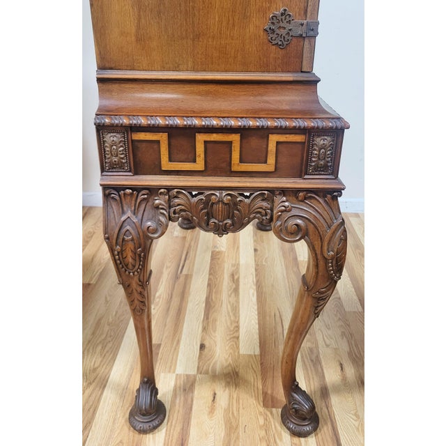 Antique American Adams Painted Berkey & Gay Silver Chest Cabinet on Stand For Sale - Image 14 of 18